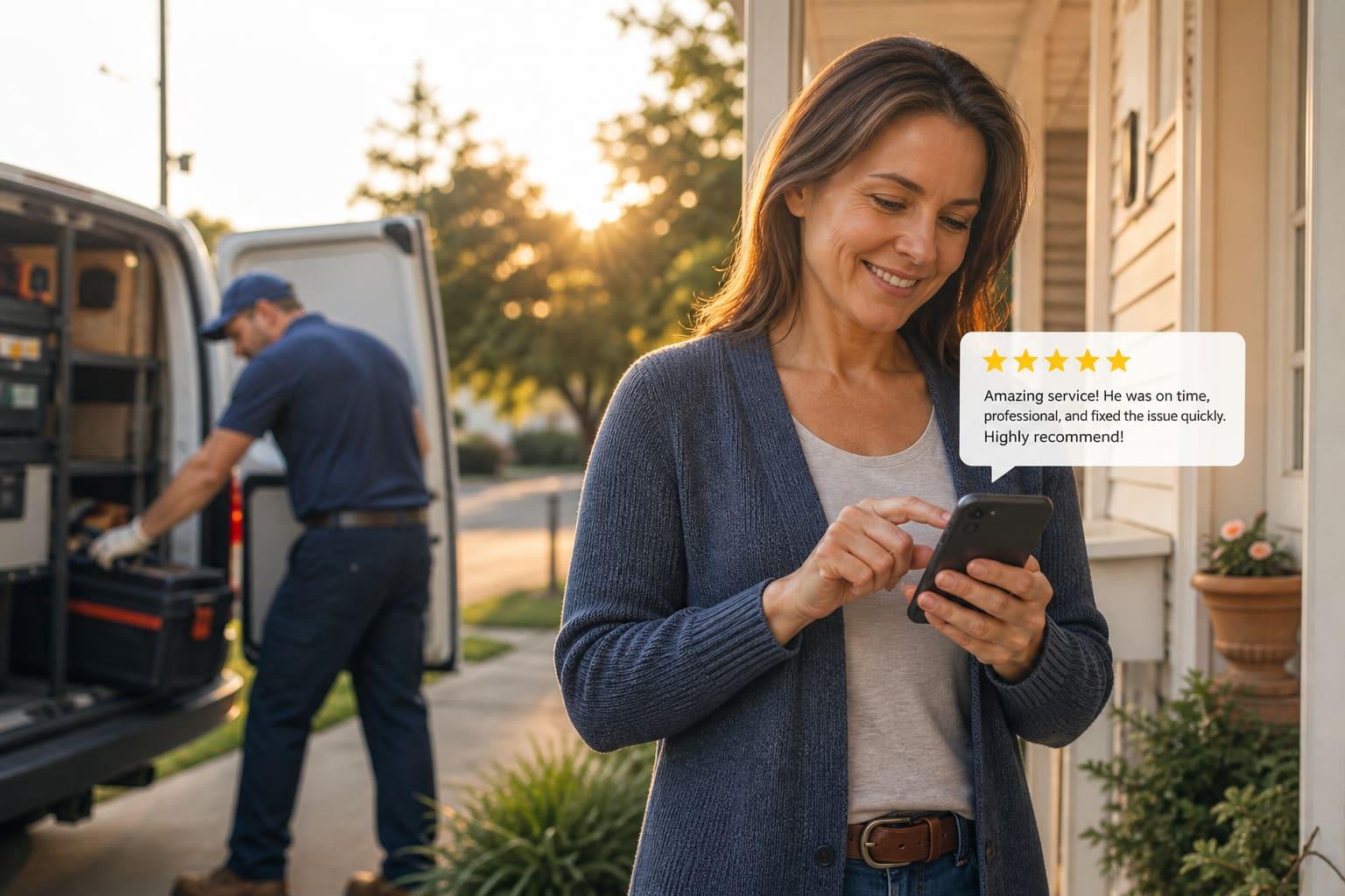 Homeowner looking up a contractor on their phone